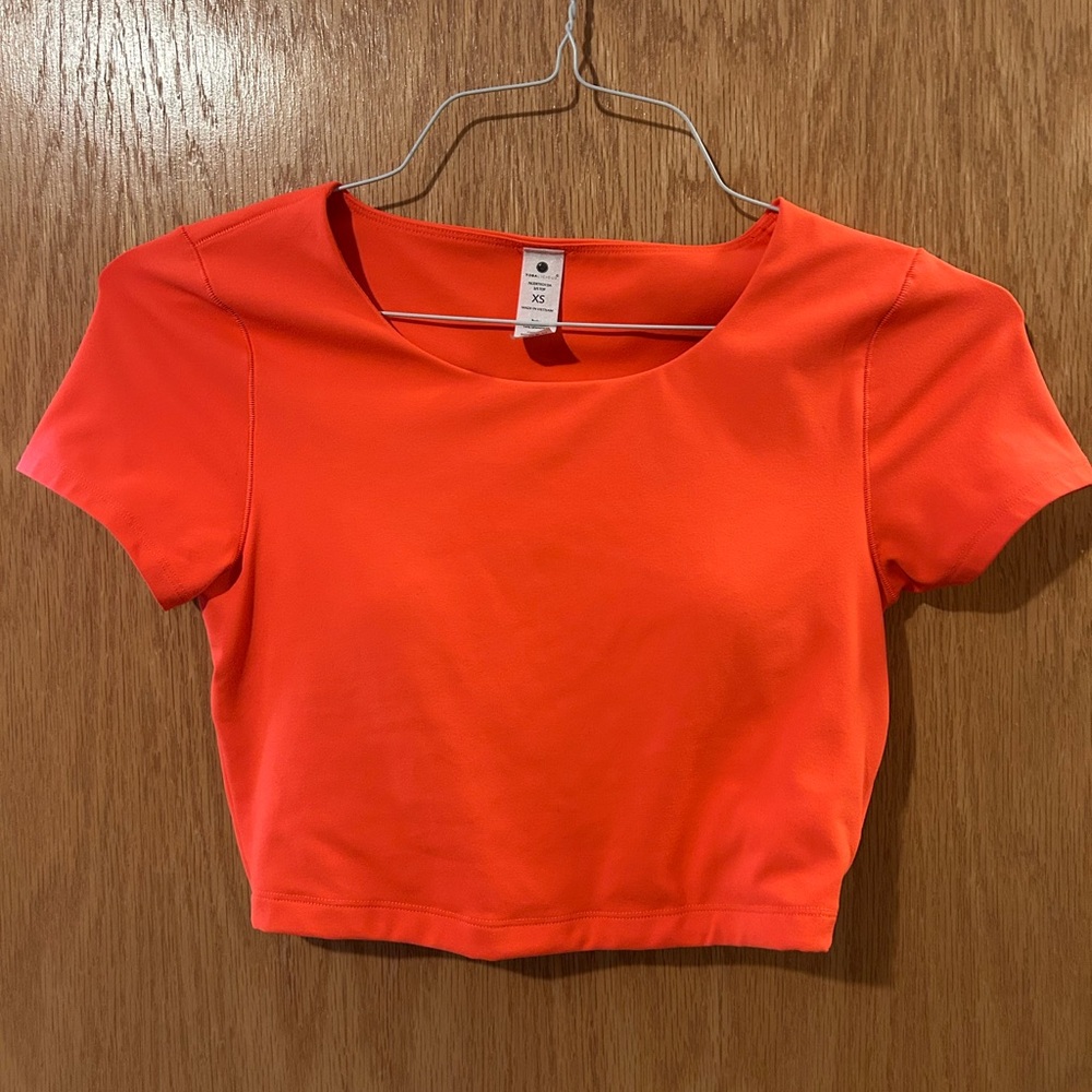 Yogalicious Orange Crop Top Short Sleeve Fitted